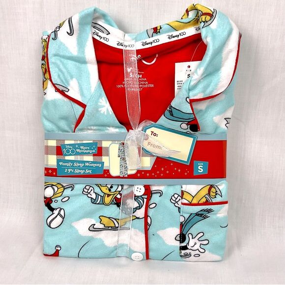 Disney Flannel Pajama Set Mickey Mouse & Friends 2 Pc Ladies Sz Small NWT Retro - Picture 2 of 4